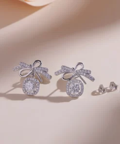 Khuyên tai bạc nữ đính đá Moisanite